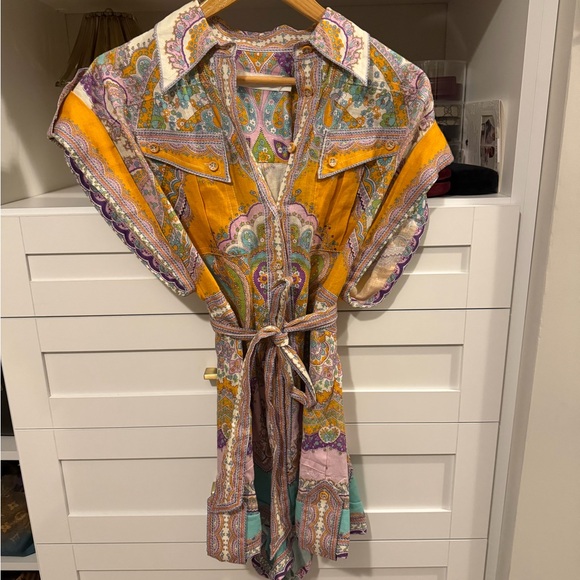 Zimmerman Lola Belted Paisleyprint Linengauze Playsuit - Picture 4 of 9